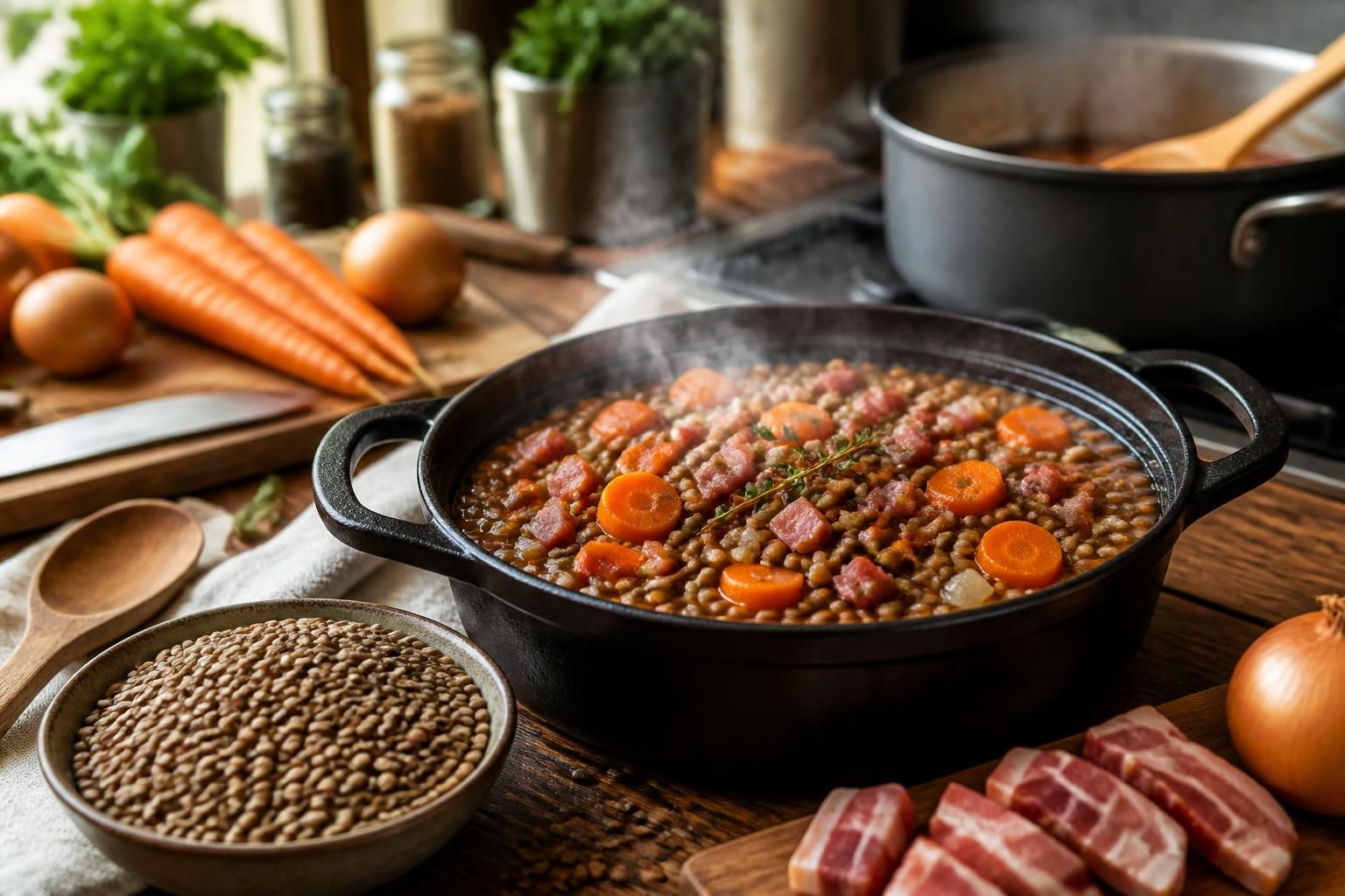 découvrez notre recette de lentilles aux lardons, carottes et oignons avec des astuces simples pour une cuisson parfaite et un plat savoureux à chaque fois.