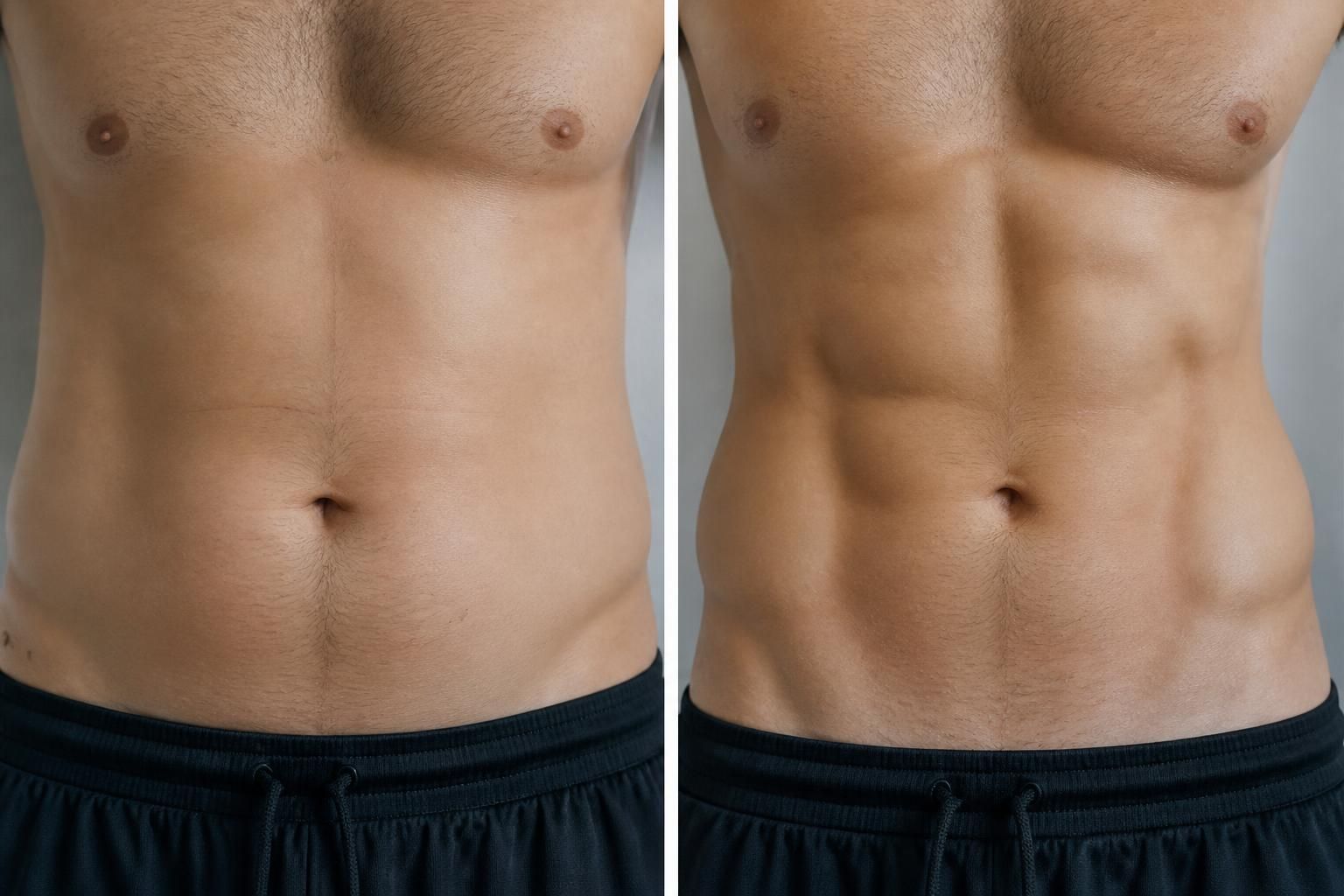 découvrez les résultats visibles de la technologie emsculpt avant et après sur le ventre, avec des effets démontrés également chez l’homme pour une silhouette tonifiée et sculptée.