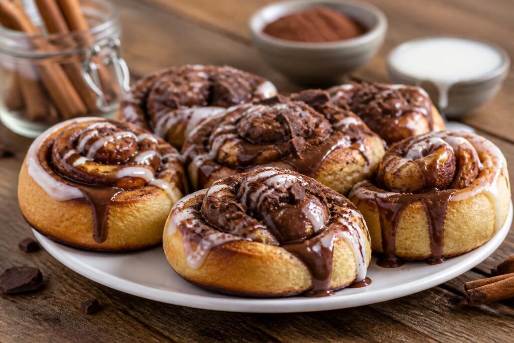 découvrez notre recette gourmande de cinnamon rolls au chocolat, des roulés moelleux et fondants parfaits pour un moment de douceur.